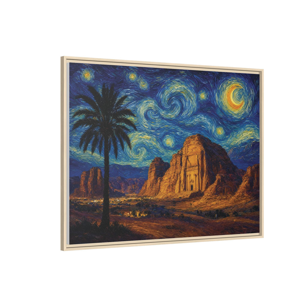 Starry Night Desert — Framed Matte Canvas Wall Art