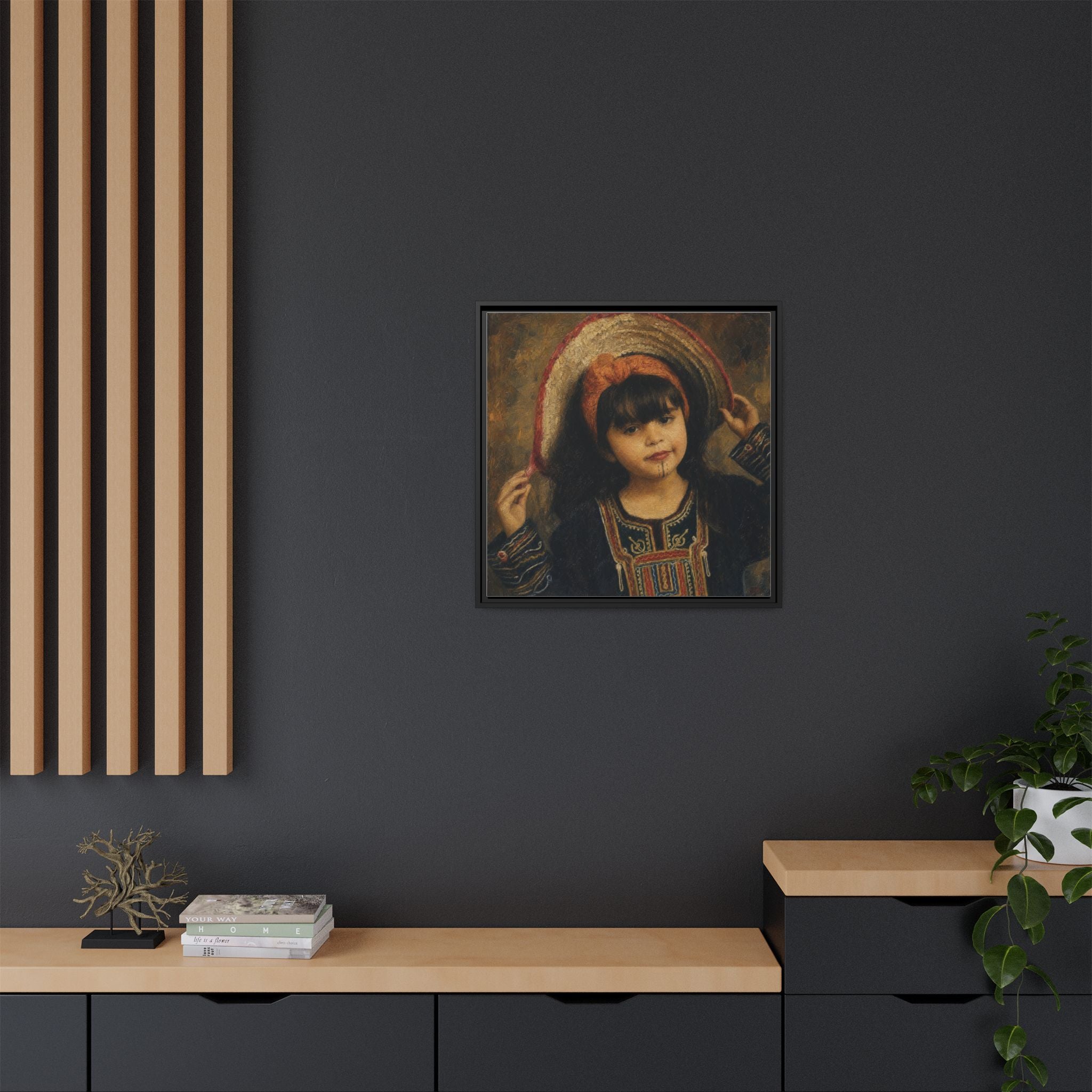 Framed Matte Canvas Wall Art — Vintage Portrait of a Girl