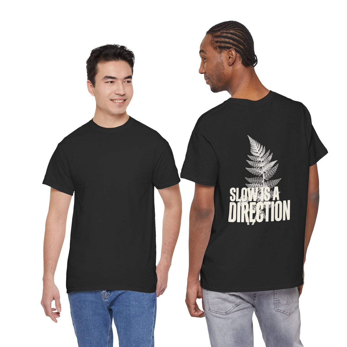 Fern Graphic T-Shirt — 'Slow Down & Direction' Vintage Nature Tee
