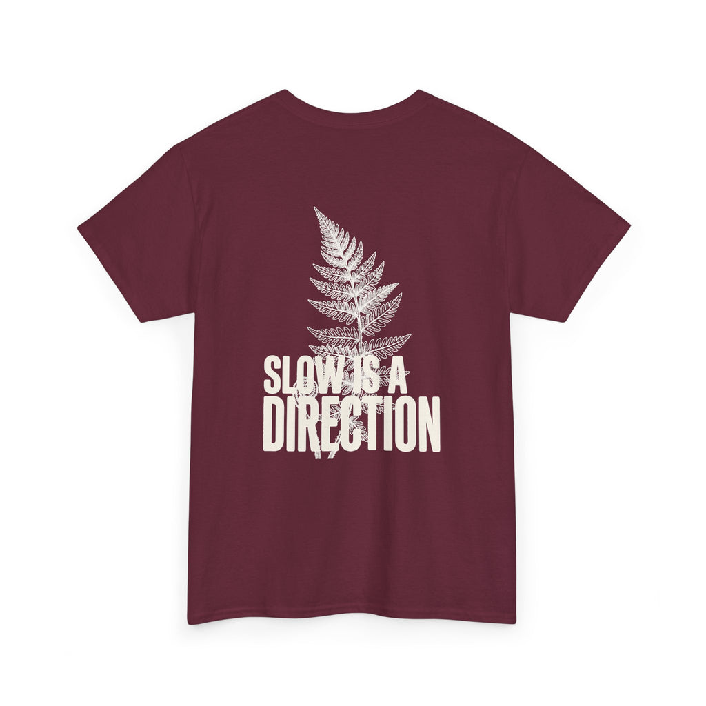 Fern Graphic T-Shirt — 'Slow Down & Direction' Vintage Nature Tee