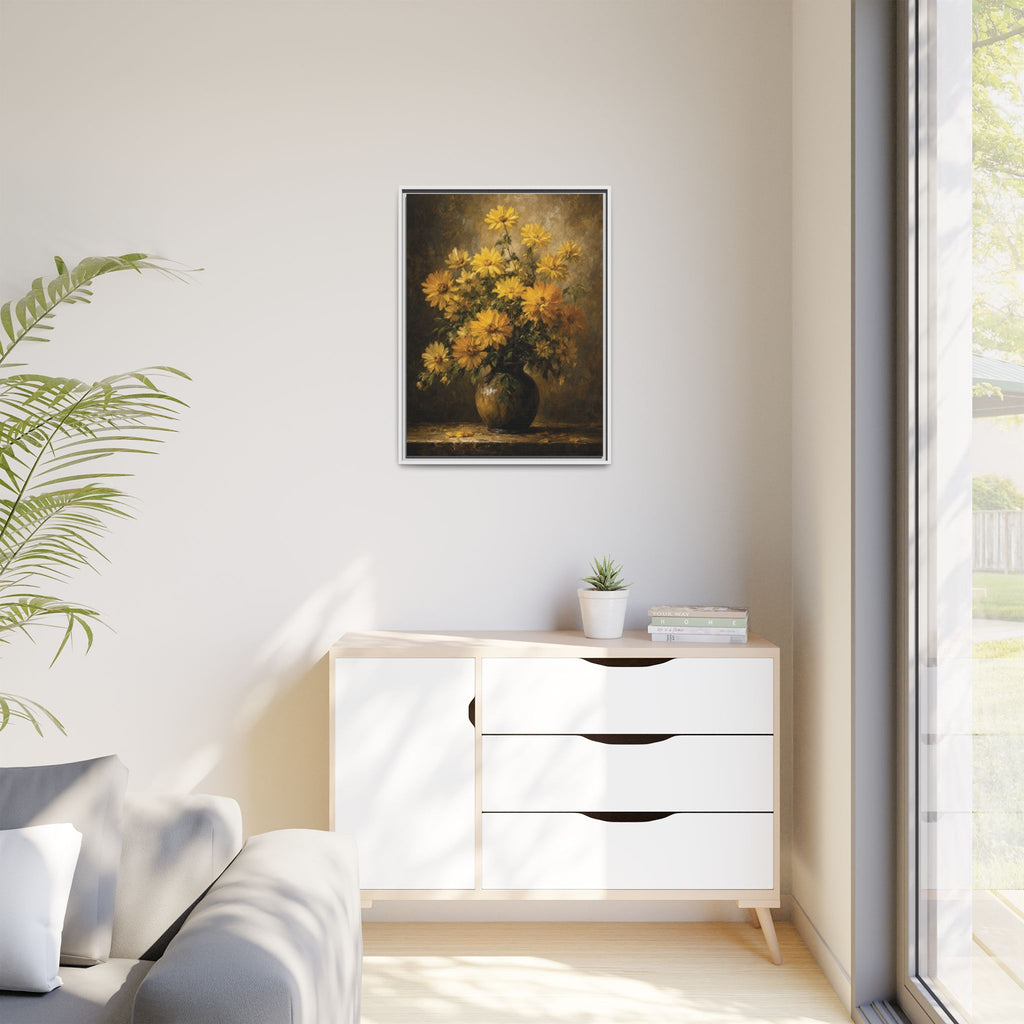 Framed Matte Canvas – Golden Daisy Still Life Wall Art