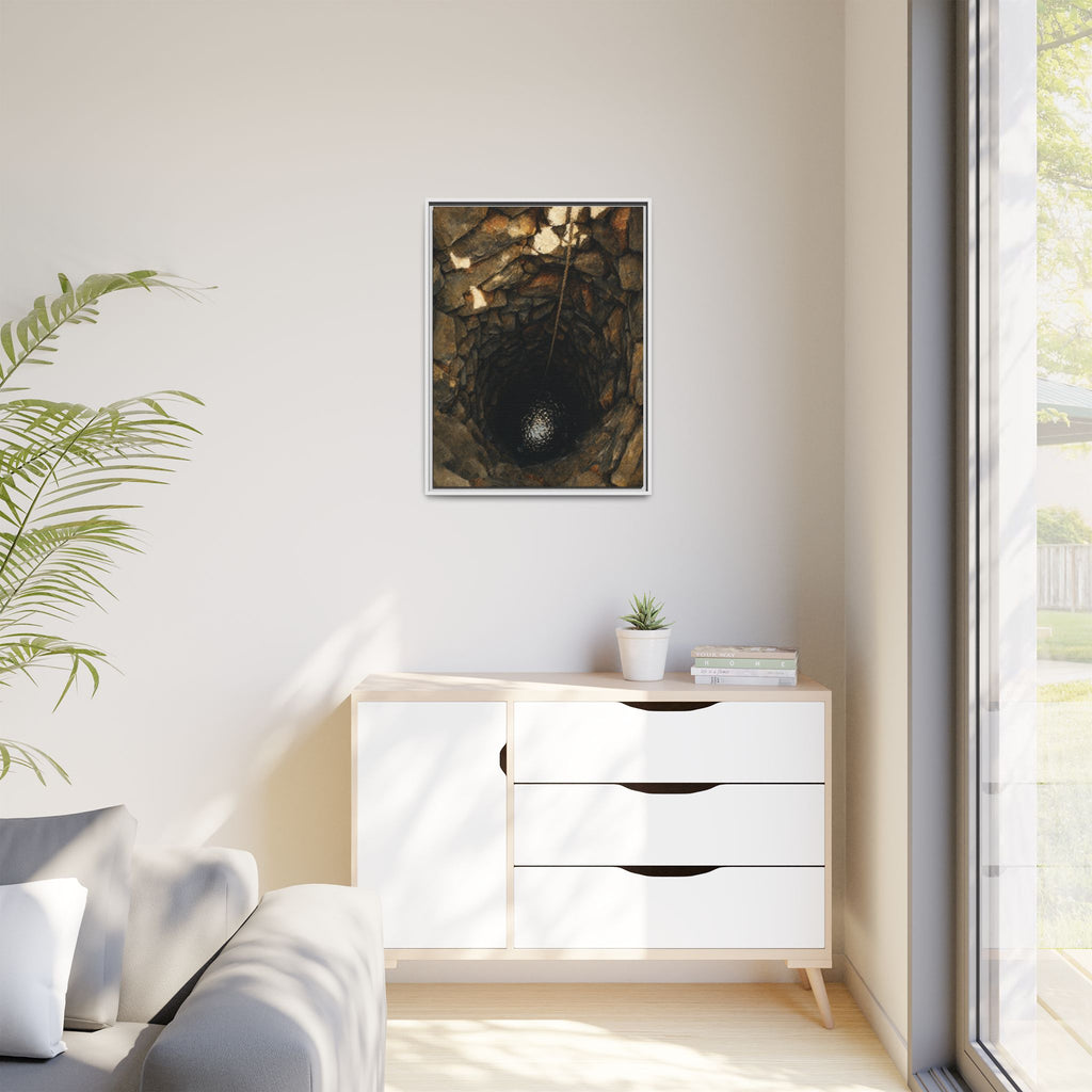 Framed Matte Canvas Wall Art — Rustic Stone Well Photography