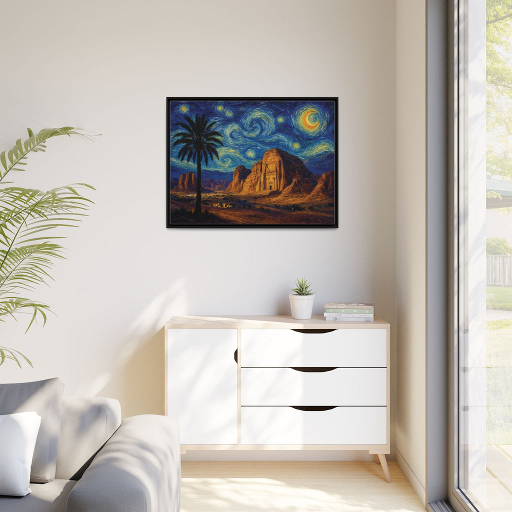 Starry Night Desert — Framed Matte Canvas Wall Art