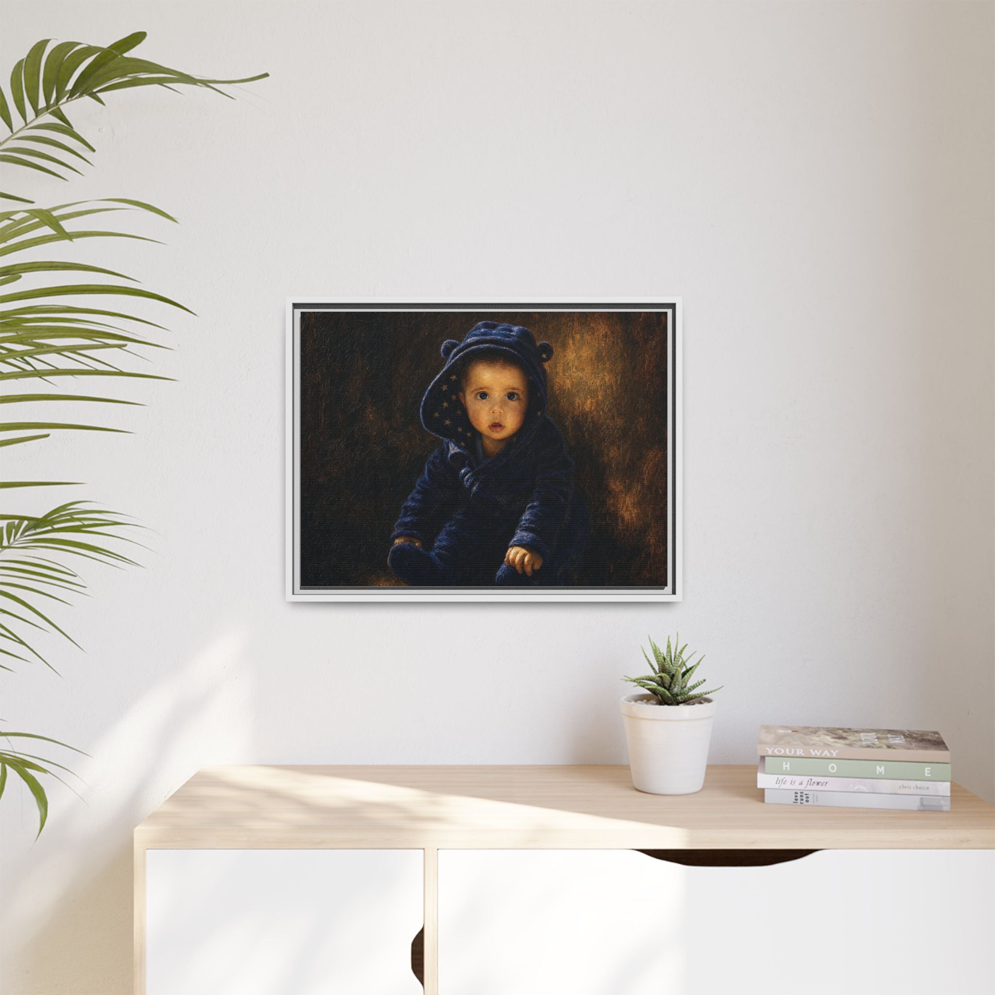 Framed Matte Canvas Print — Vintage Baby Portrait Wall Art