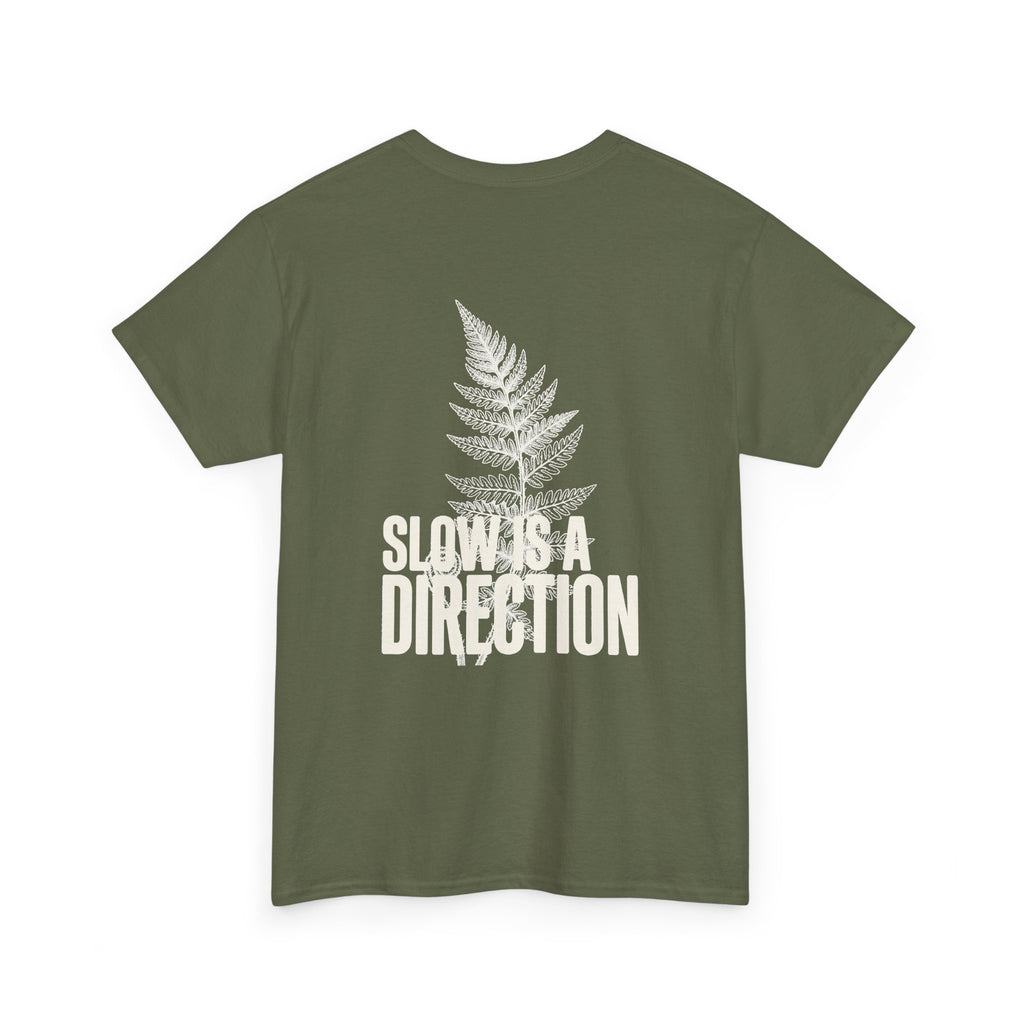 Fern Graphic T-Shirt — 'Slow Down & Direction' Vintage Nature Tee