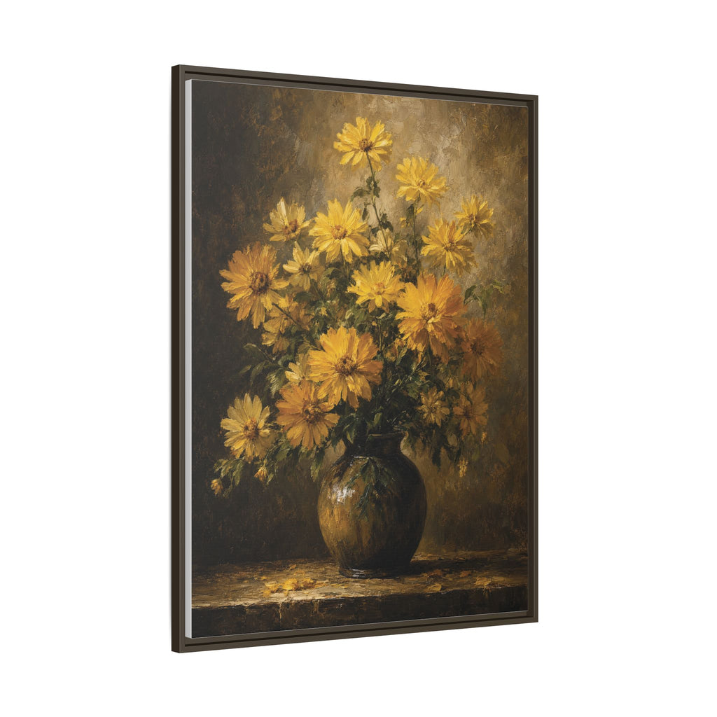 Framed Matte Canvas – Golden Daisy Still Life Wall Art