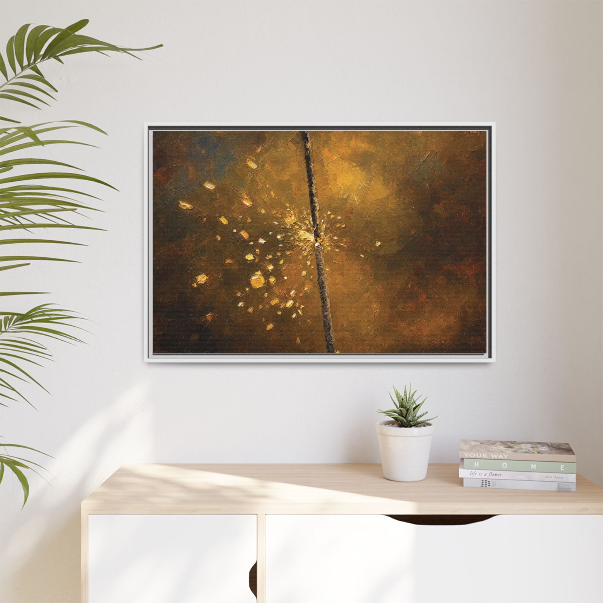 Abstract Gold Splatter Matte Canvas Framed Wall Art