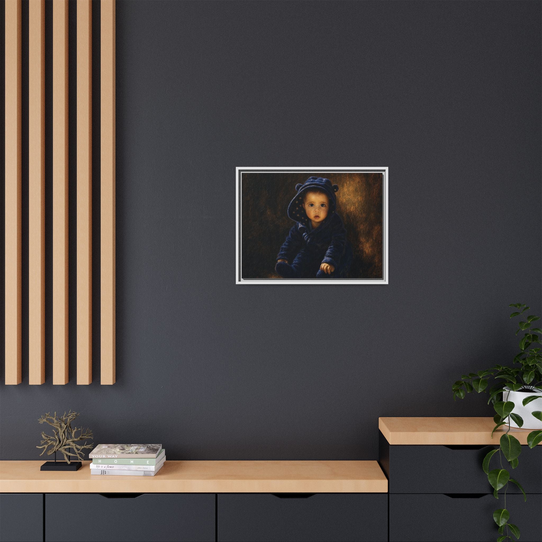Framed Matte Canvas Print — Vintage Baby Portrait Wall Art