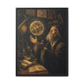 Framed Matte Canvas Art — Old Astronomer with Celestial Globe