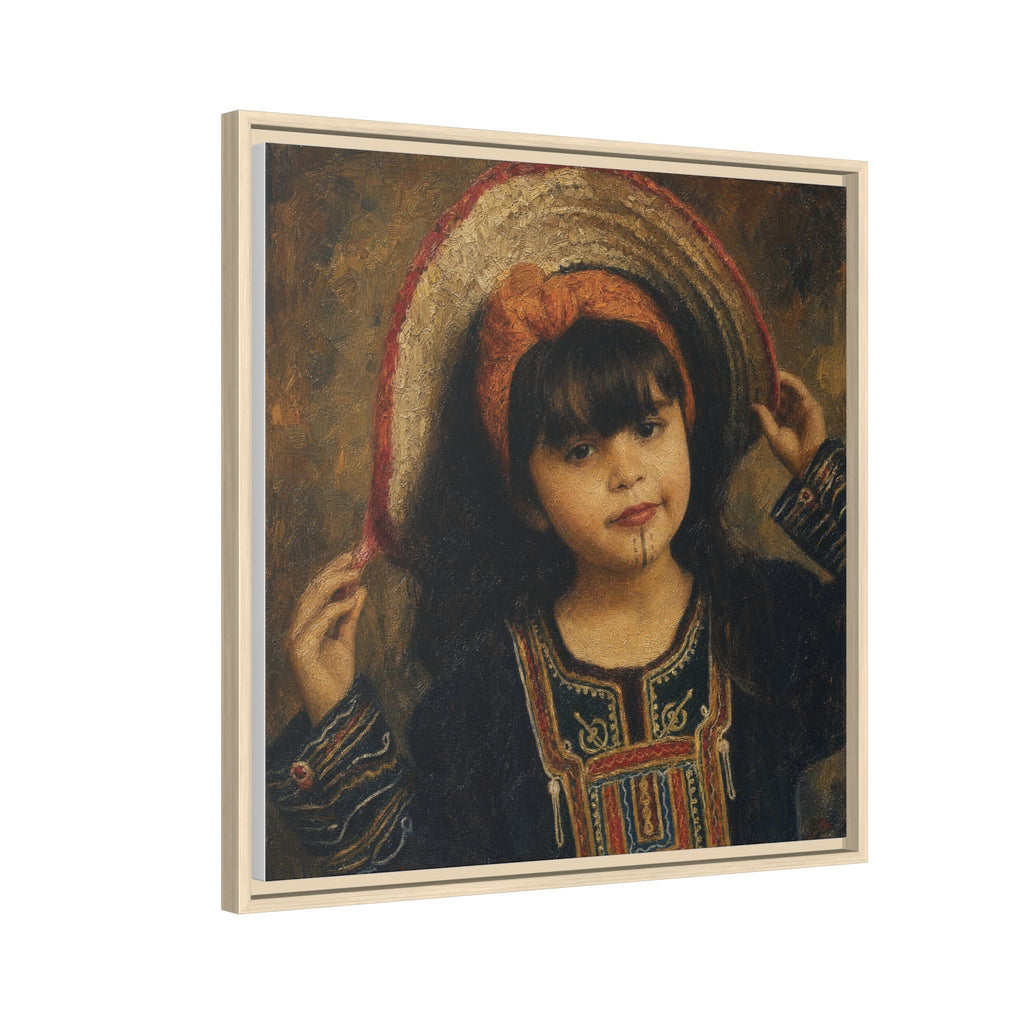 Framed Matte Canvas Wall Art — Vintage Portrait of a Girl