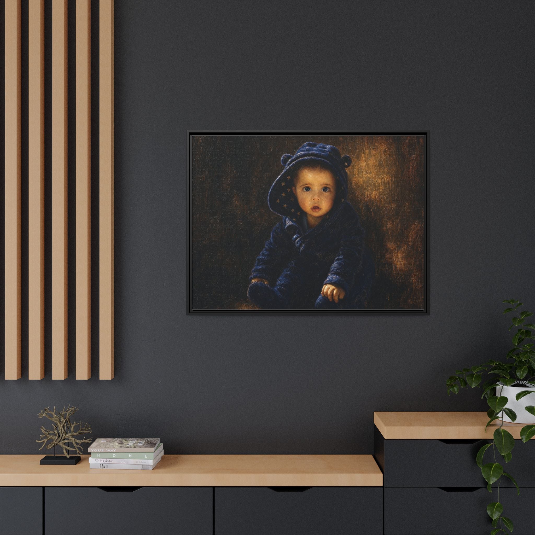 Framed Matte Canvas Print — Vintage Baby Portrait Wall Art