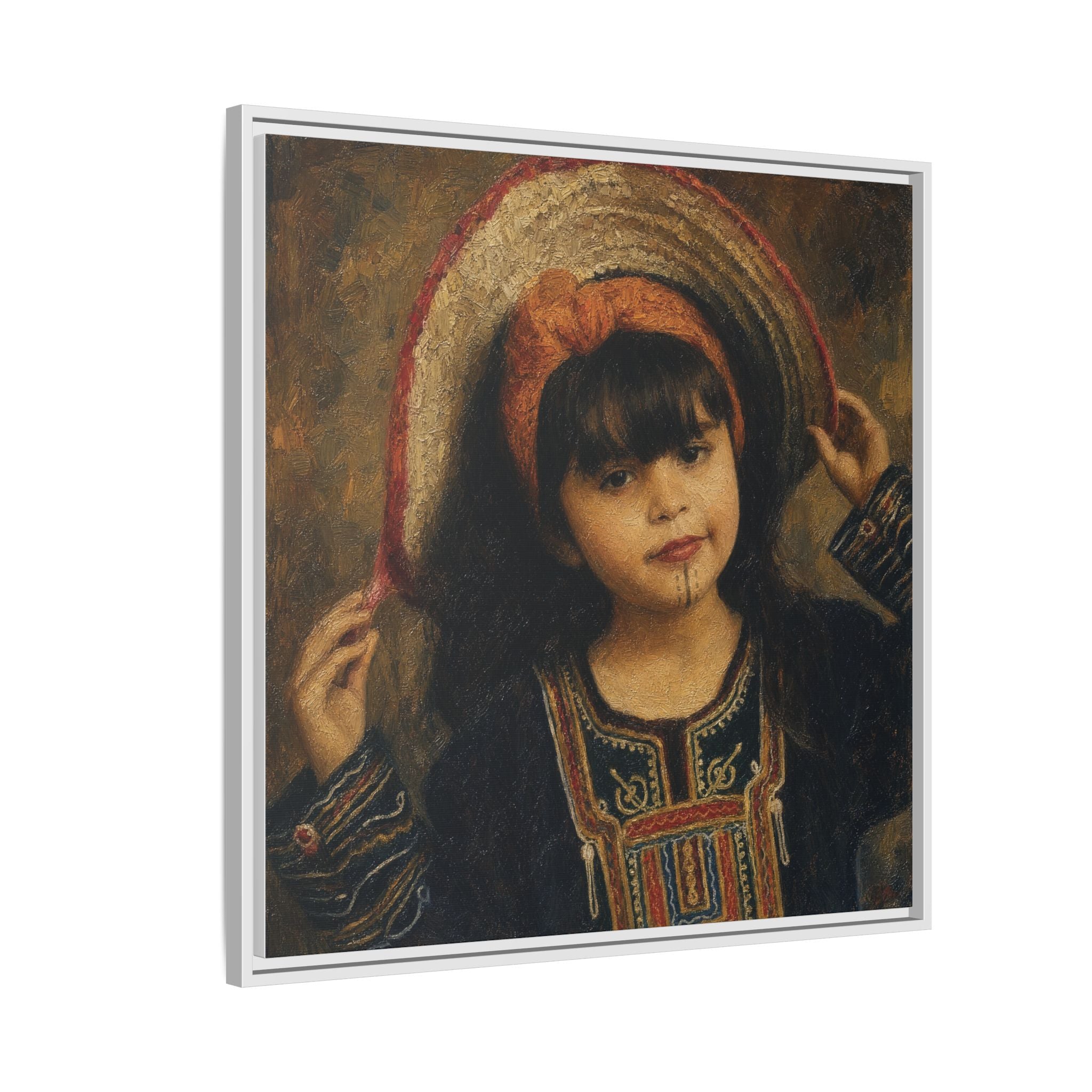 Framed Matte Canvas Wall Art — Vintage Portrait of a Girl