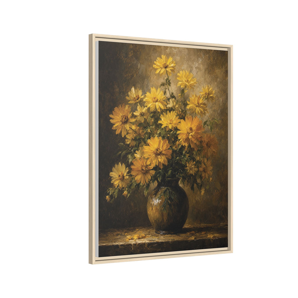 Framed Matte Canvas – Golden Daisy Still Life Wall Art