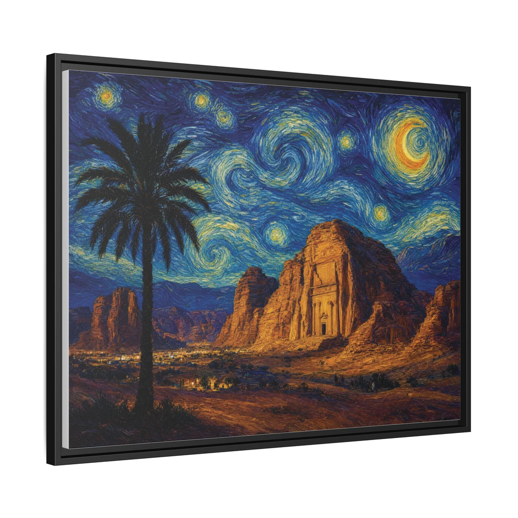 Starry Night Desert — Framed Matte Canvas Wall Art