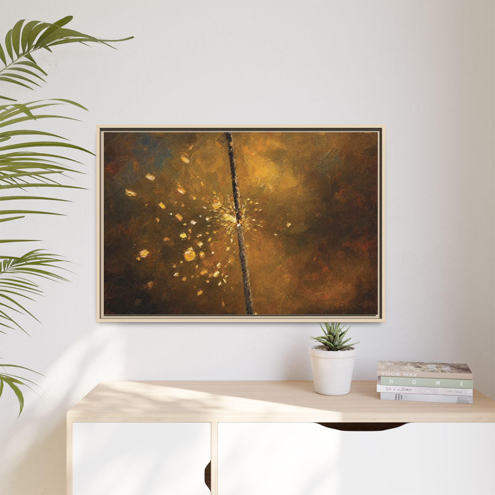 Abstract Gold Splatter Matte Canvas Framed Wall Art