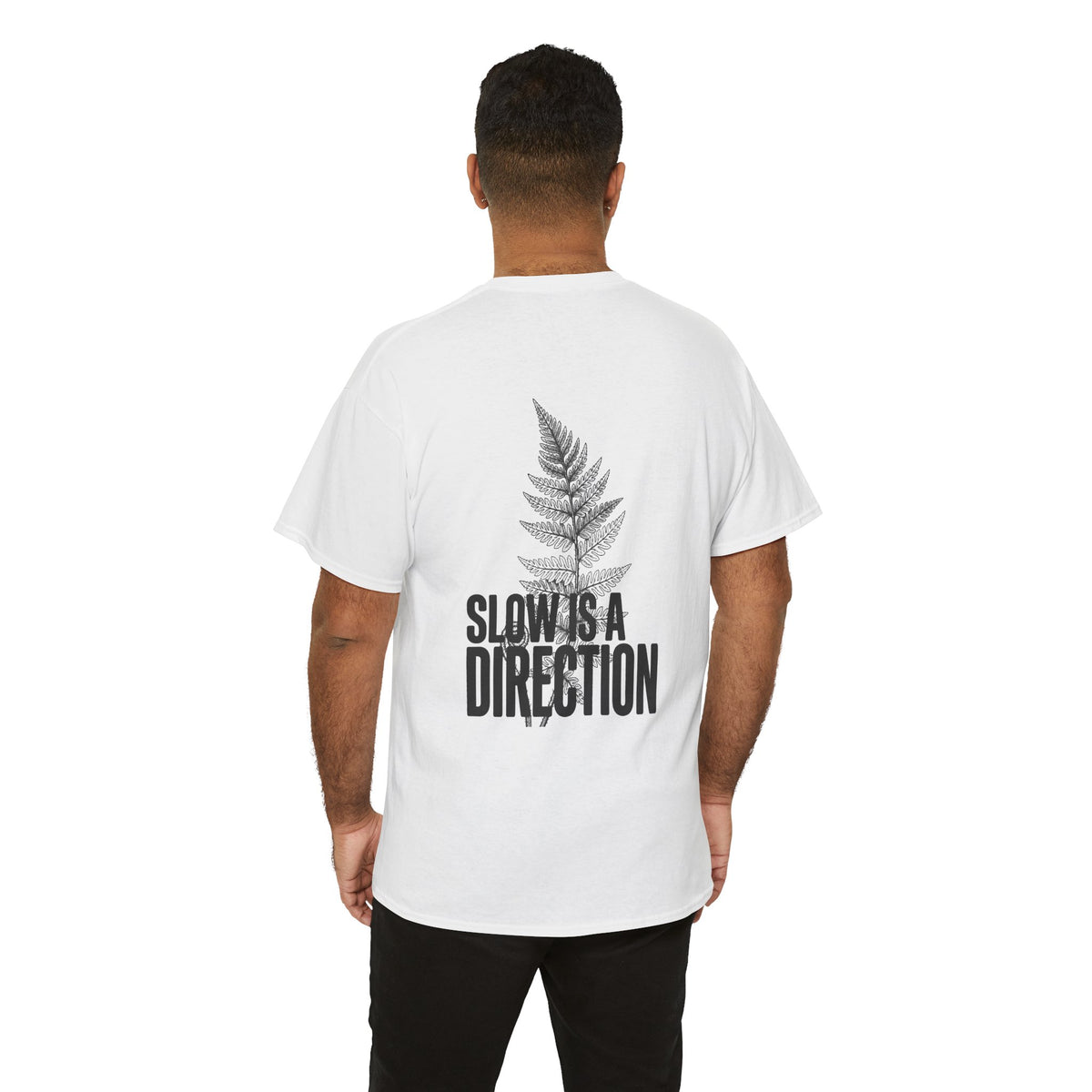 Fern Graphic Tee — "Slowest Direction" Minimal Nature T-Shirt