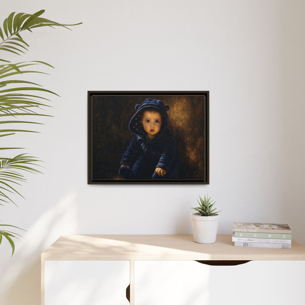 Framed Matte Canvas Print — Vintage Baby Portrait Wall Art