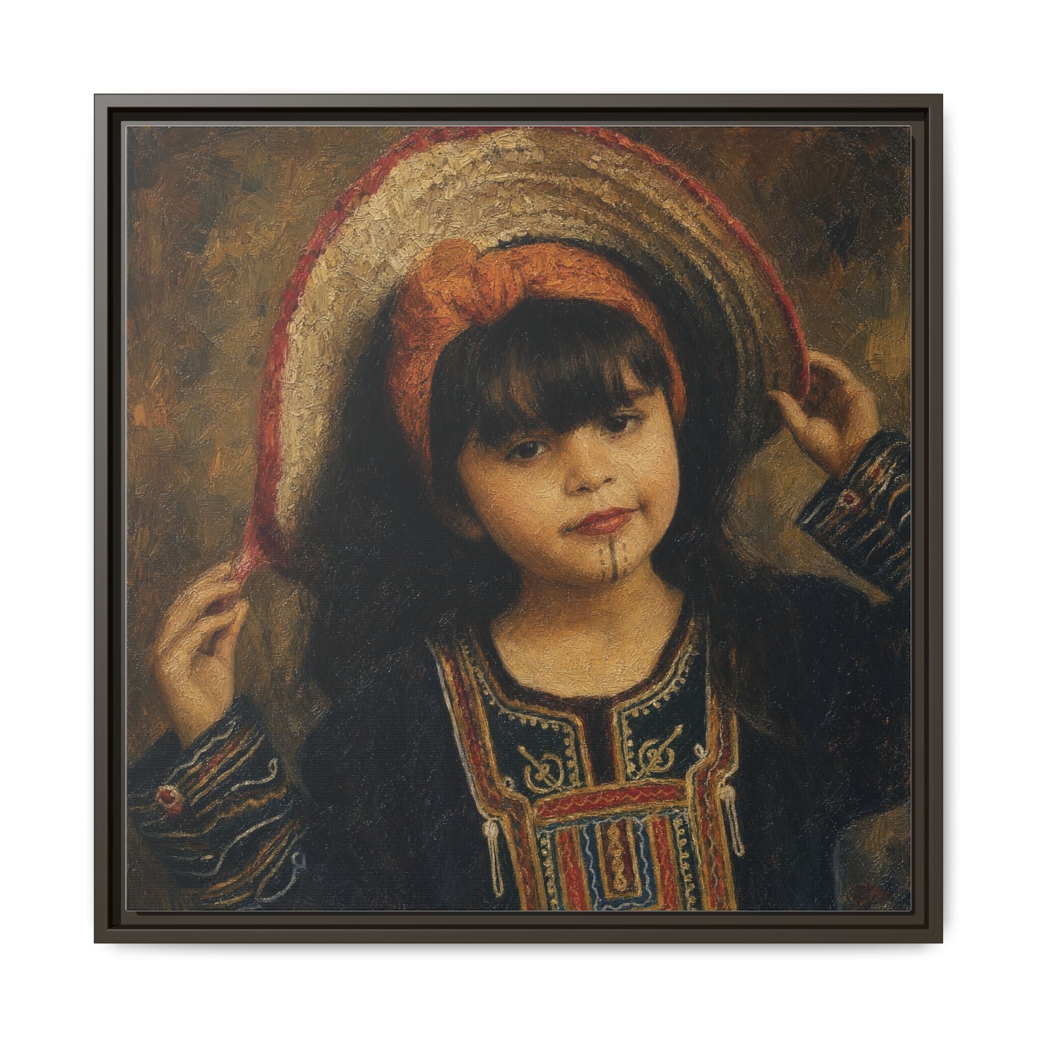 Framed Matte Canvas Wall Art — Vintage Portrait of a Girl