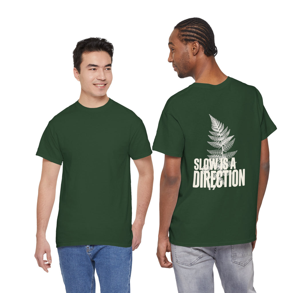 Fern Graphic T-Shirt — 'Slow Down & Direction' Vintage Nature Tee