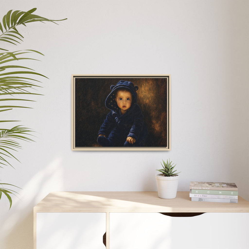 Framed Matte Canvas Print — Vintage Baby Portrait Wall Art