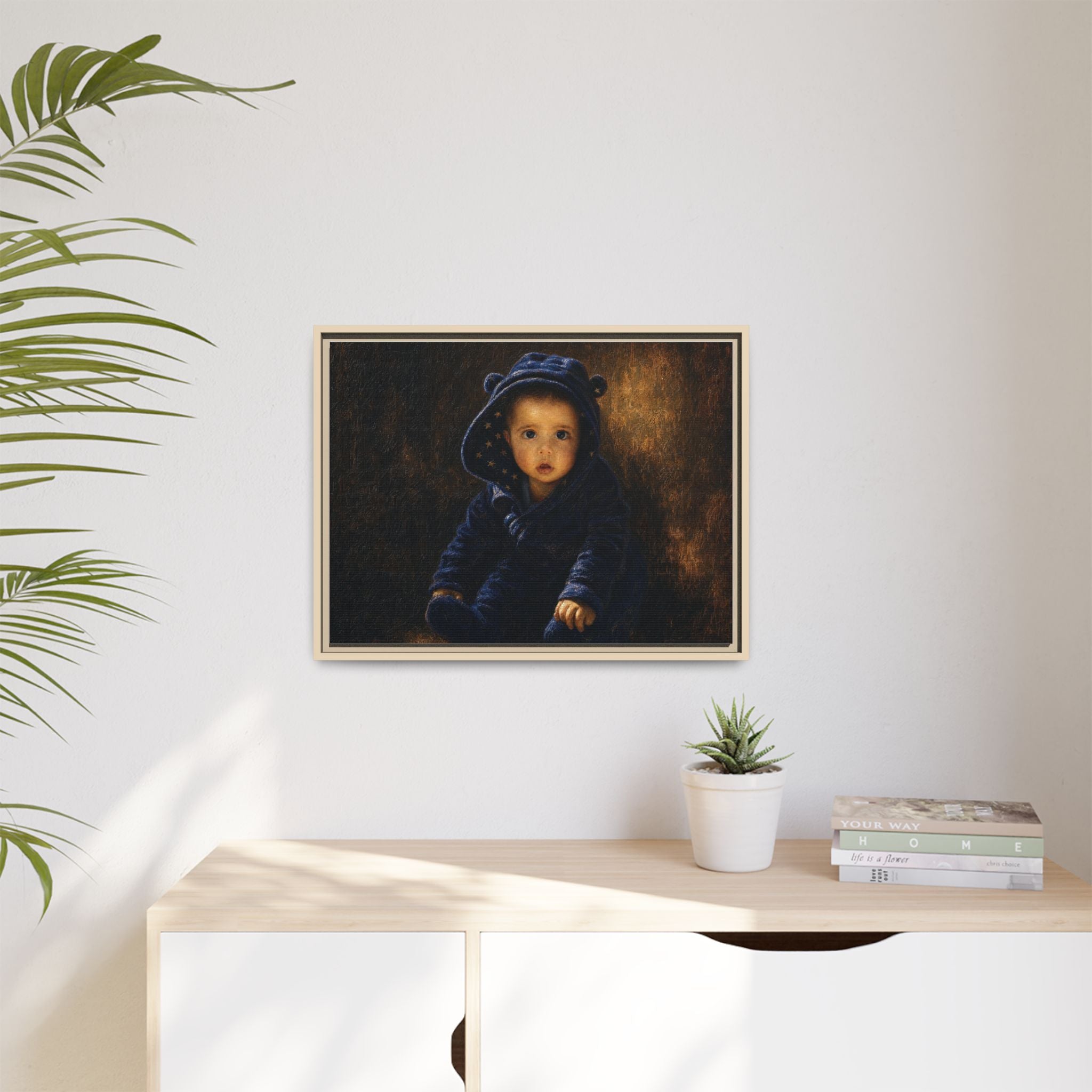 Framed Matte Canvas Print — Vintage Baby Portrait Wall Art