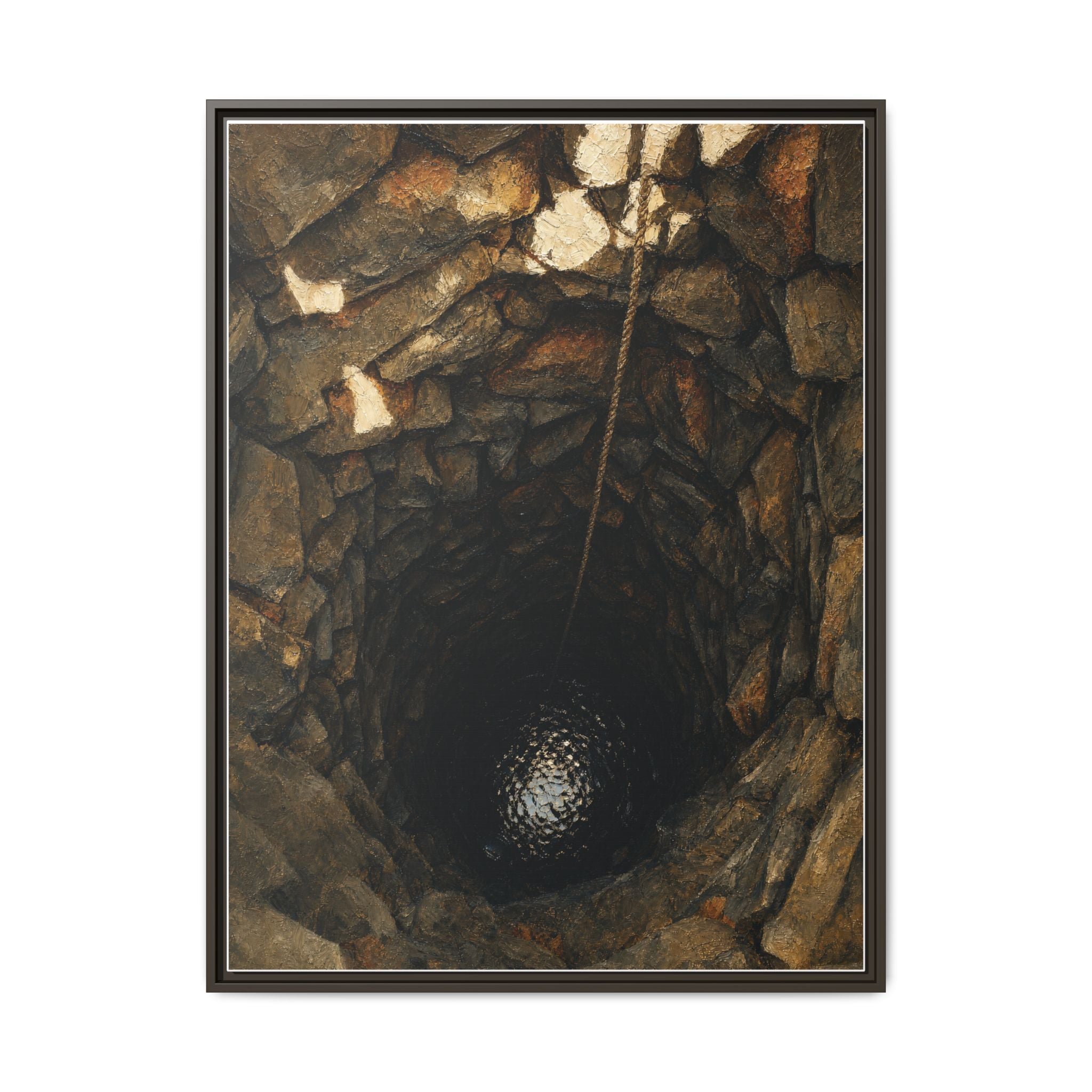 Framed Matte Canvas Wall Art — Rustic Stone Well Photography