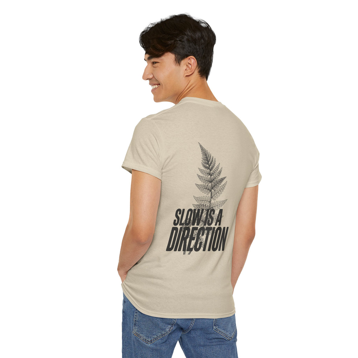 Fern Graphic Tee — "Slowest Direction" Minimal Nature T-Shirt