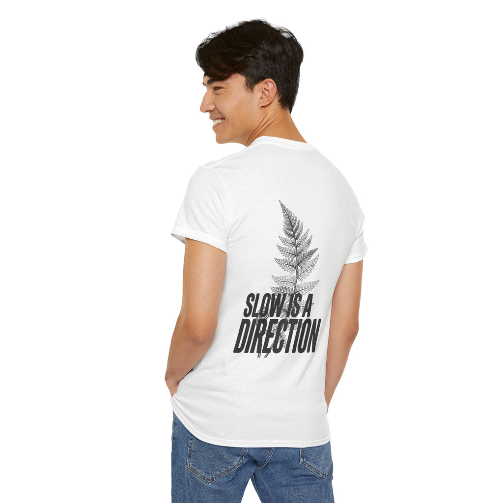 Fern Graphic Tee — "Slowest Direction" Minimal Nature T-Shirt