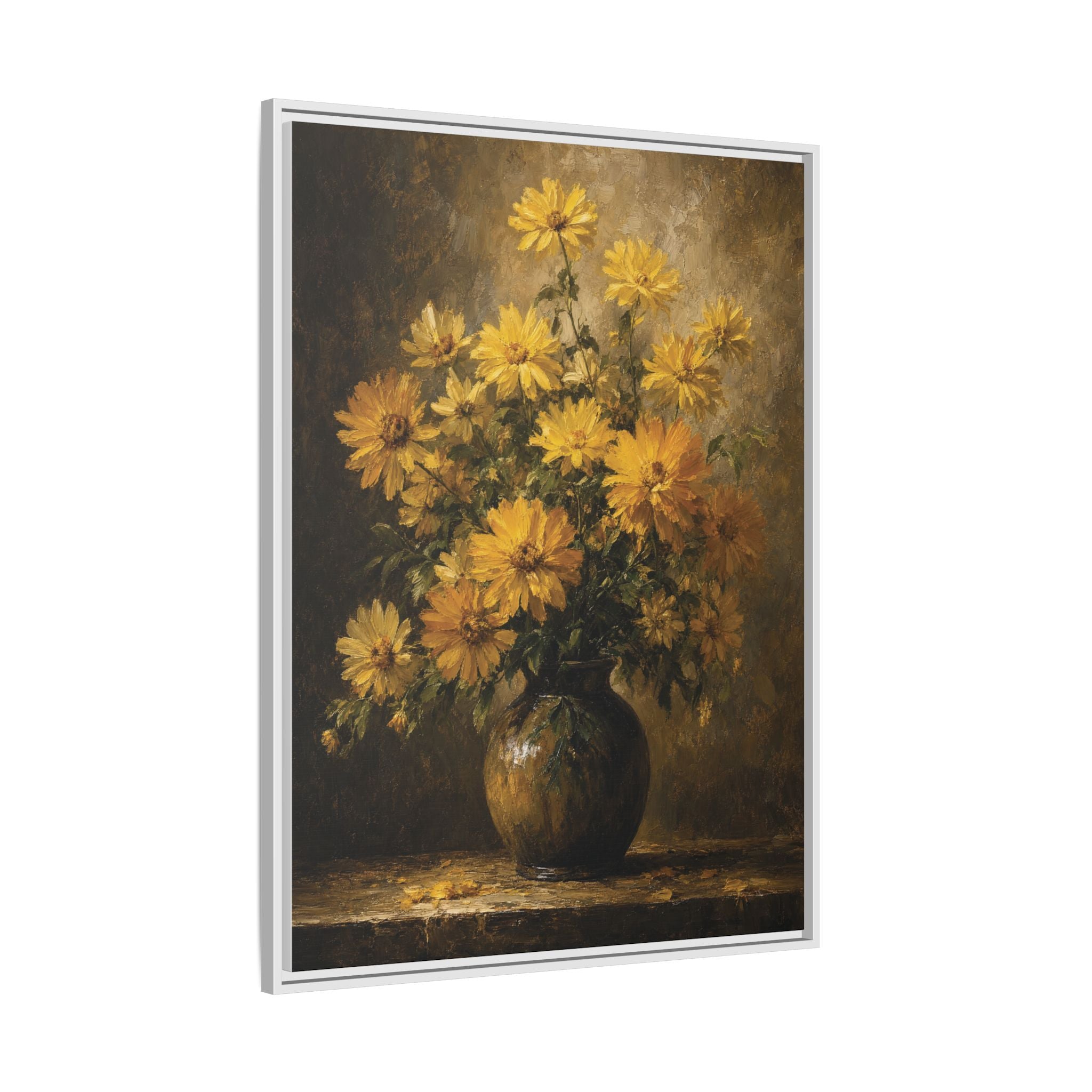 Framed Matte Canvas – Golden Daisy Still Life Wall Art