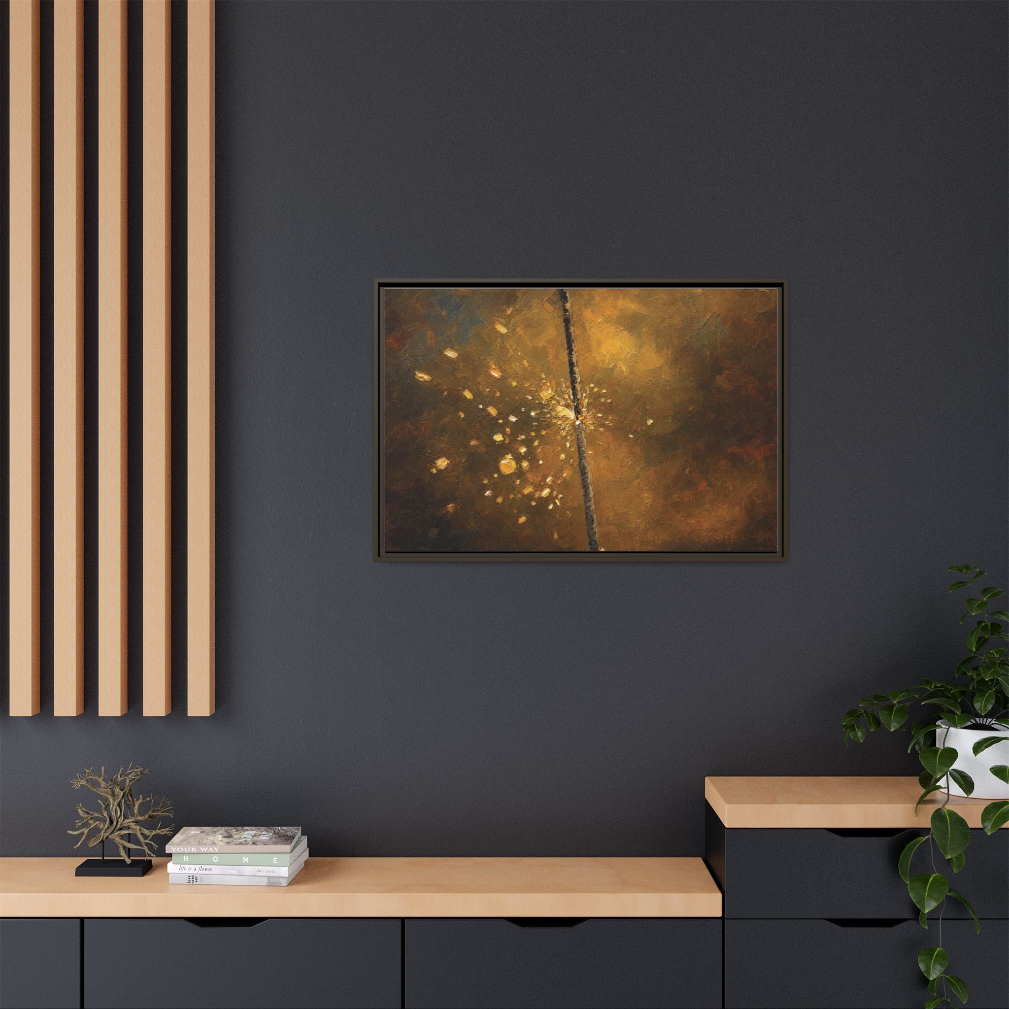Abstract Gold Splatter Matte Canvas Framed Wall Art