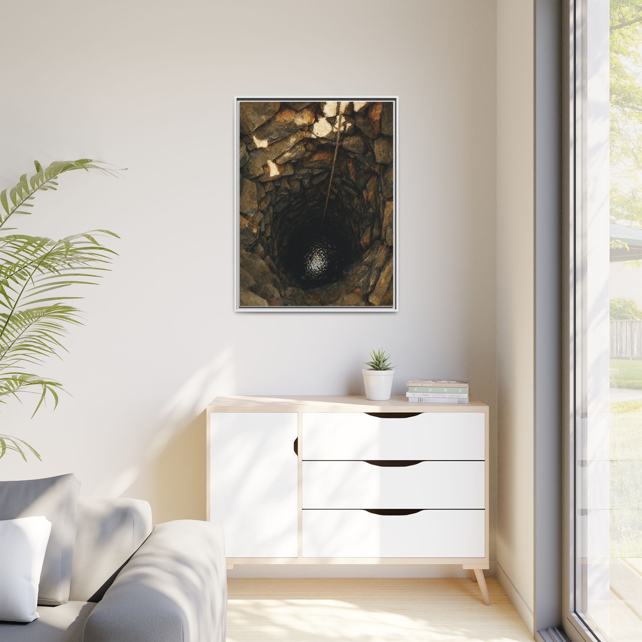 Framed Matte Canvas Wall Art — Rustic Stone Well Photography