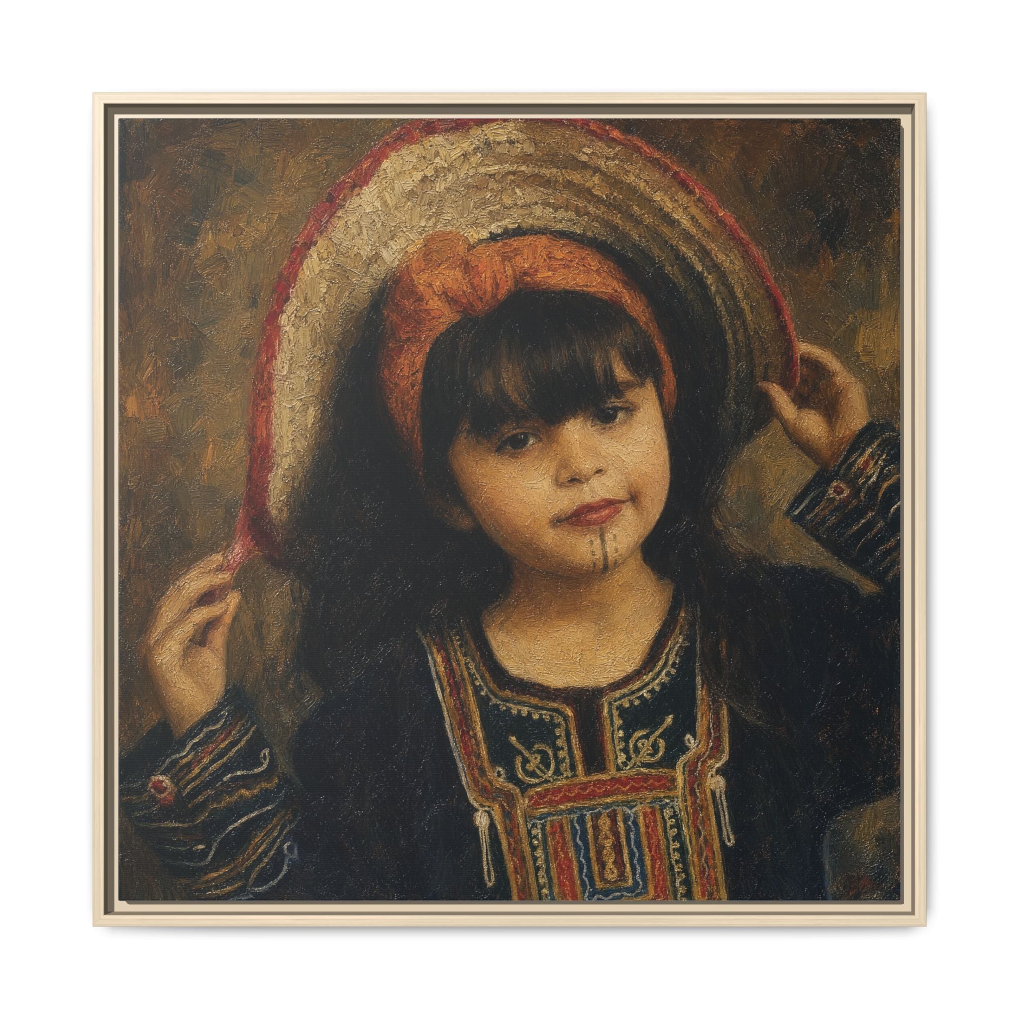 Framed Matte Canvas Wall Art — Vintage Portrait of a Girl