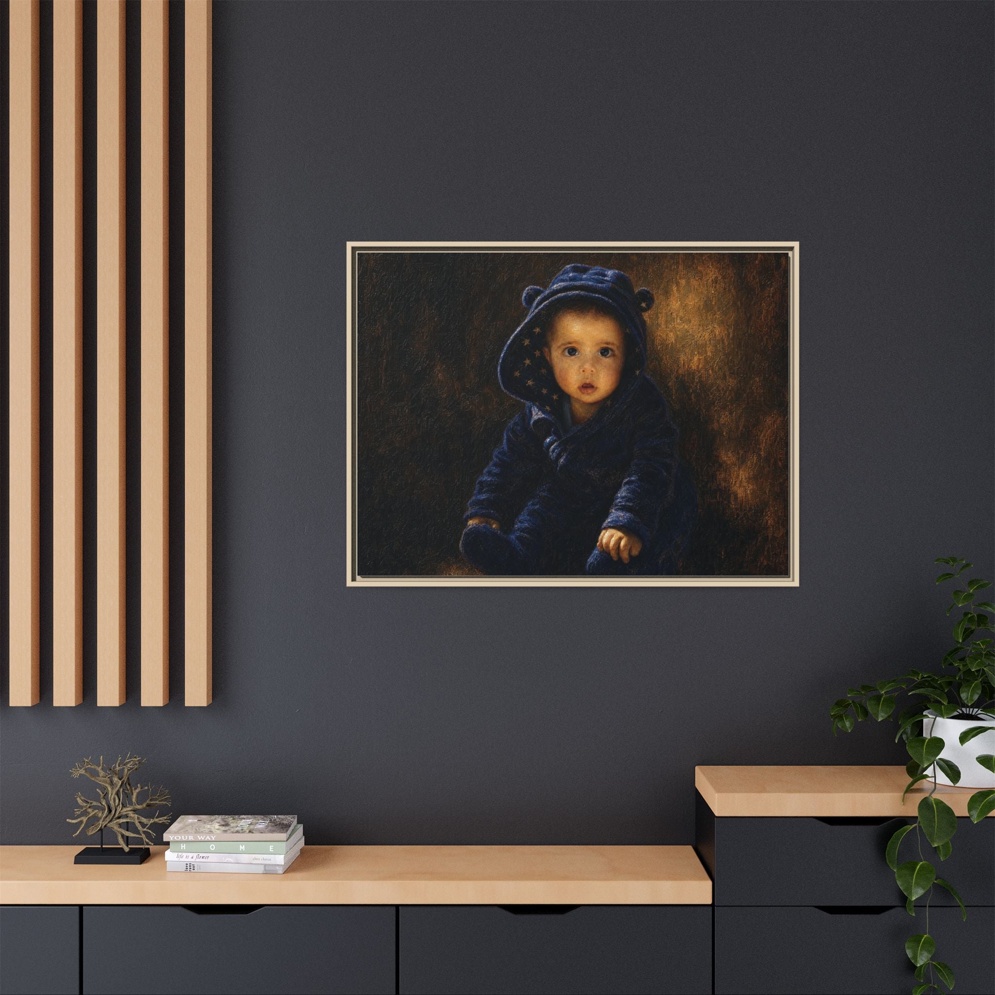 Framed Matte Canvas Print — Vintage Baby Portrait Wall Art
