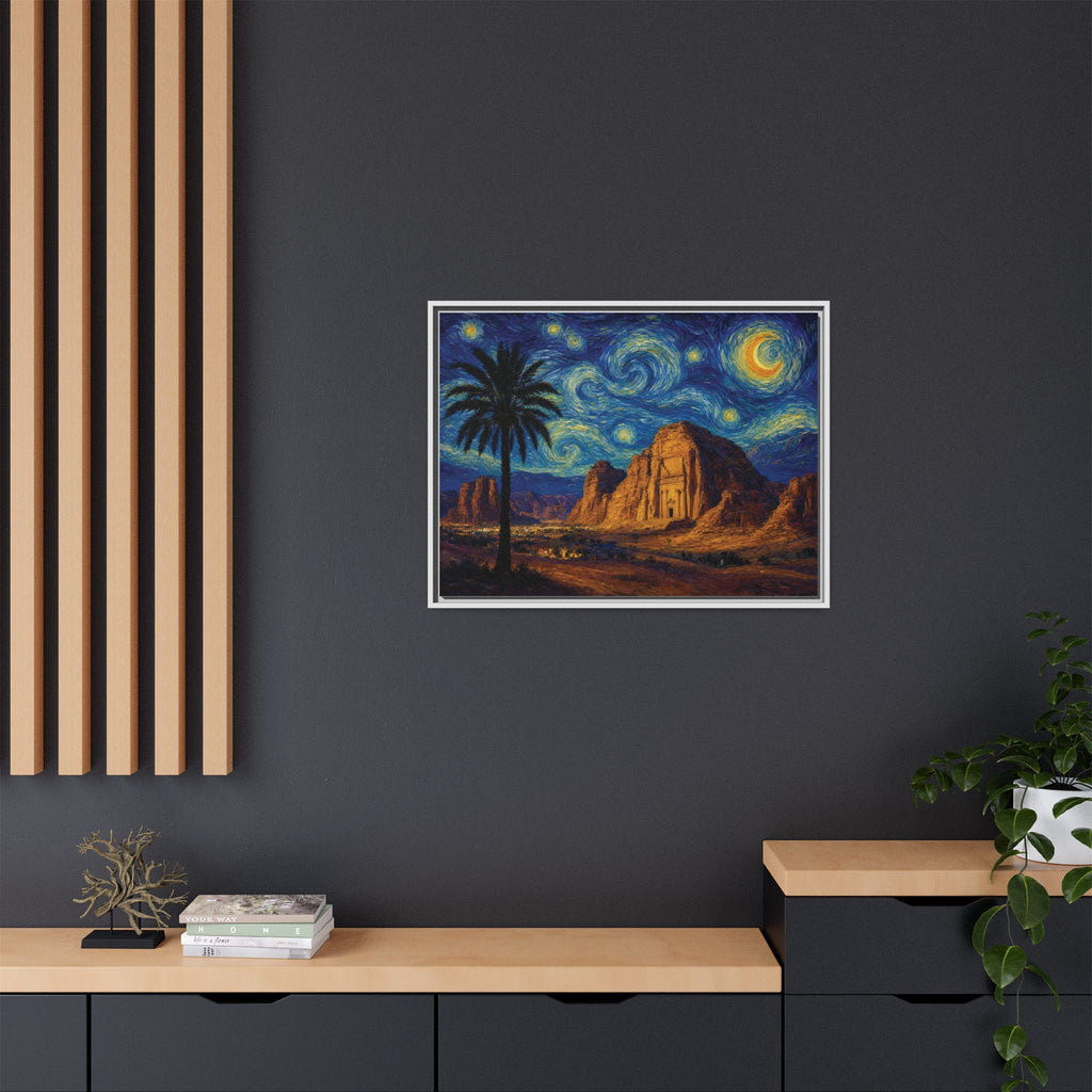Starry Night Desert — Framed Matte Canvas Wall Art