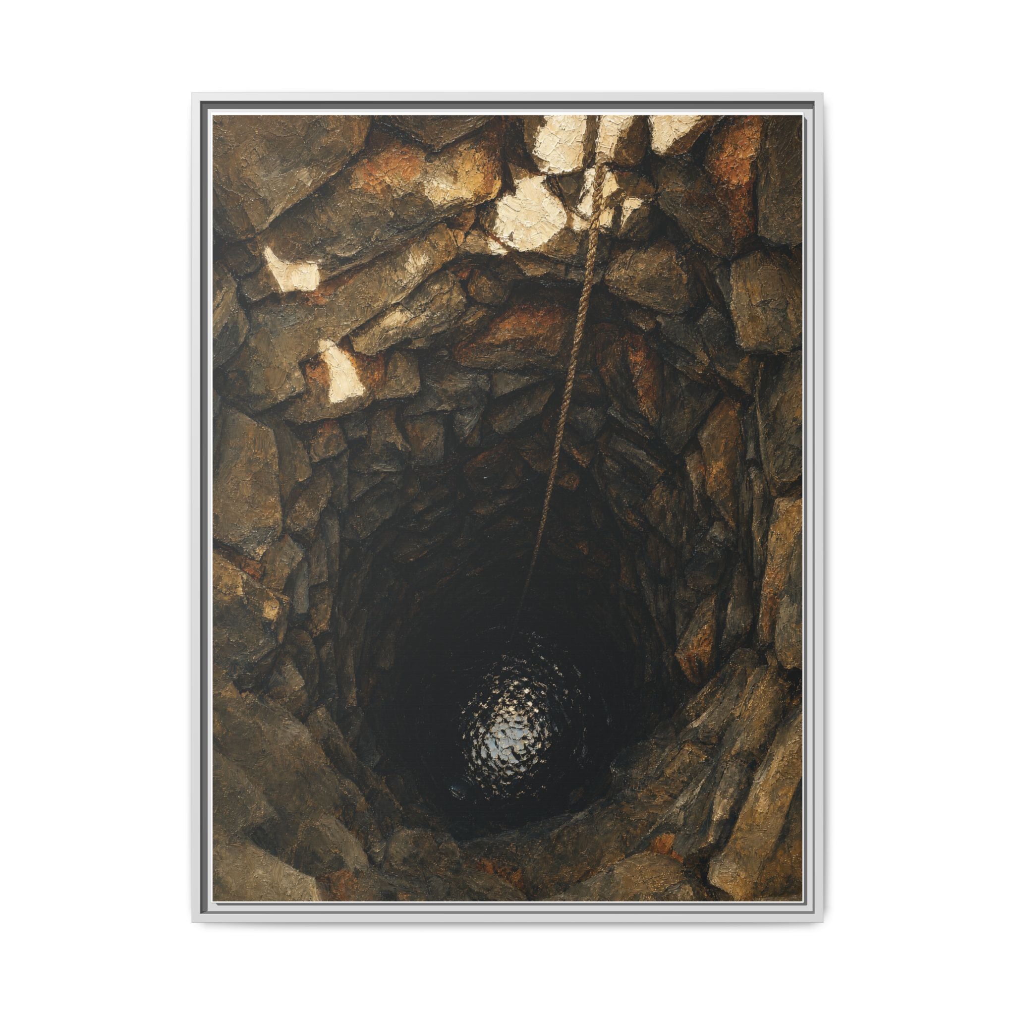 Framed Matte Canvas Wall Art — Rustic Stone Well Photography