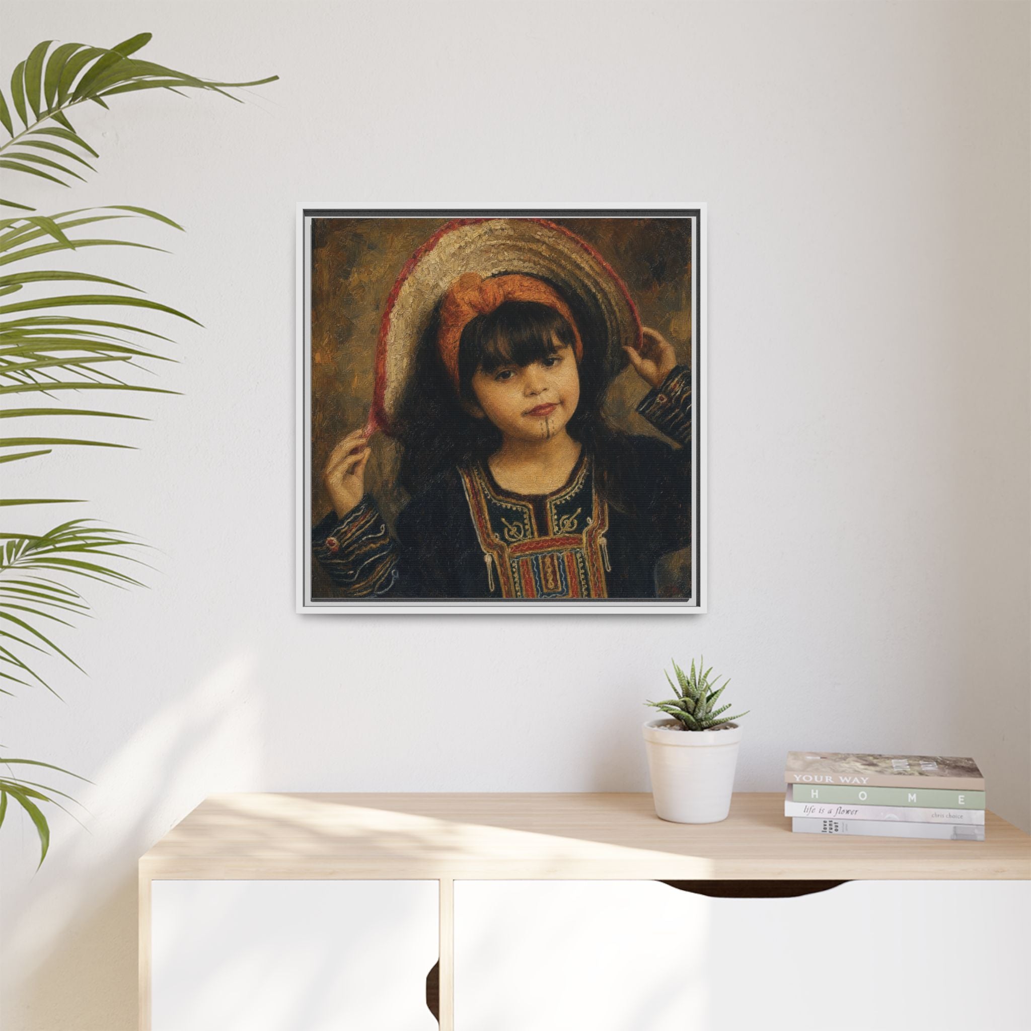Framed Matte Canvas Wall Art — Vintage Portrait of a Girl