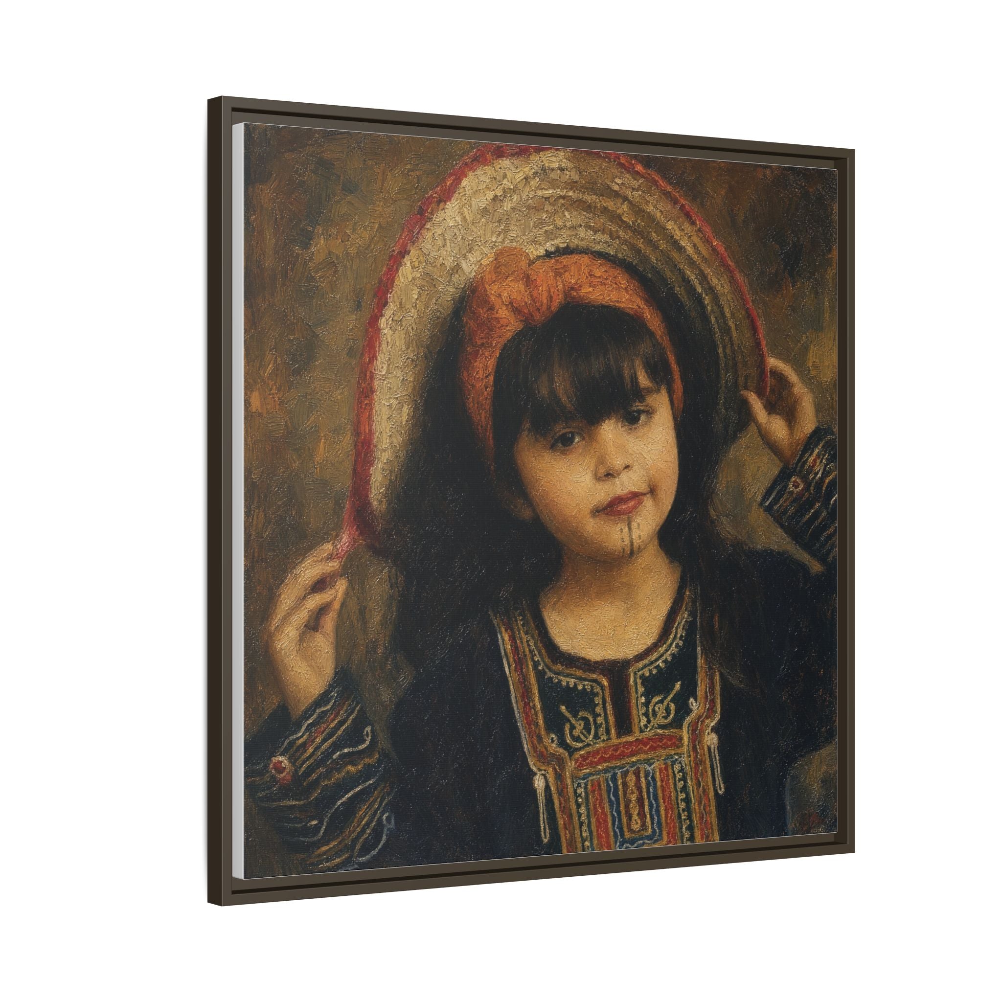 Framed Matte Canvas Wall Art — Vintage Portrait of a Girl