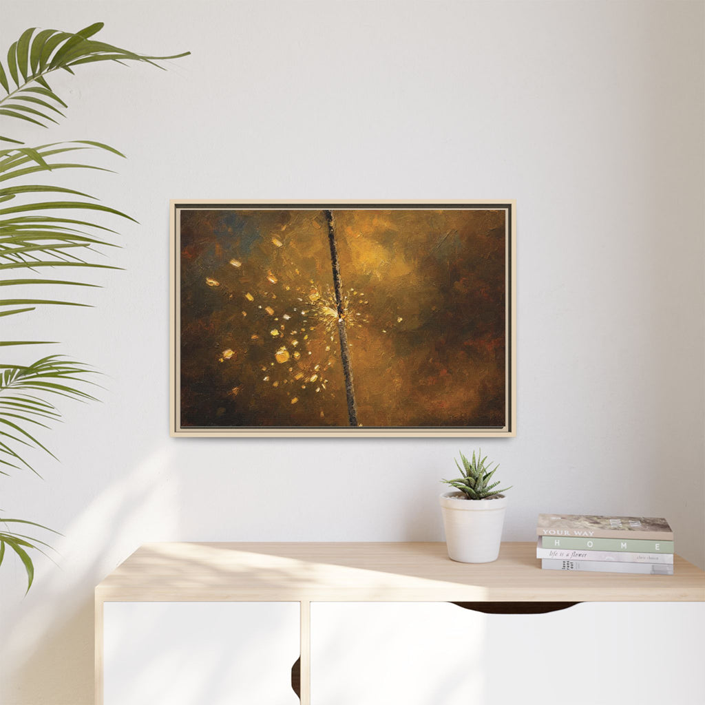 Abstract Gold Splatter Matte Canvas Framed Wall Art