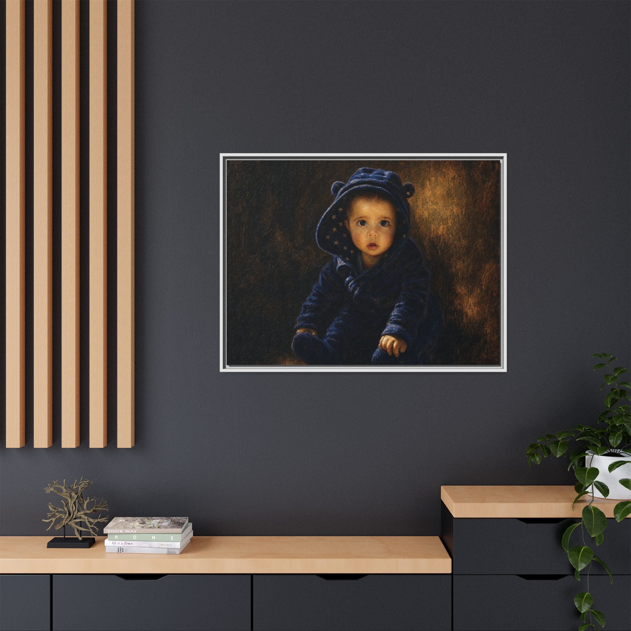 Framed Matte Canvas Print — Vintage Baby Portrait Wall Art