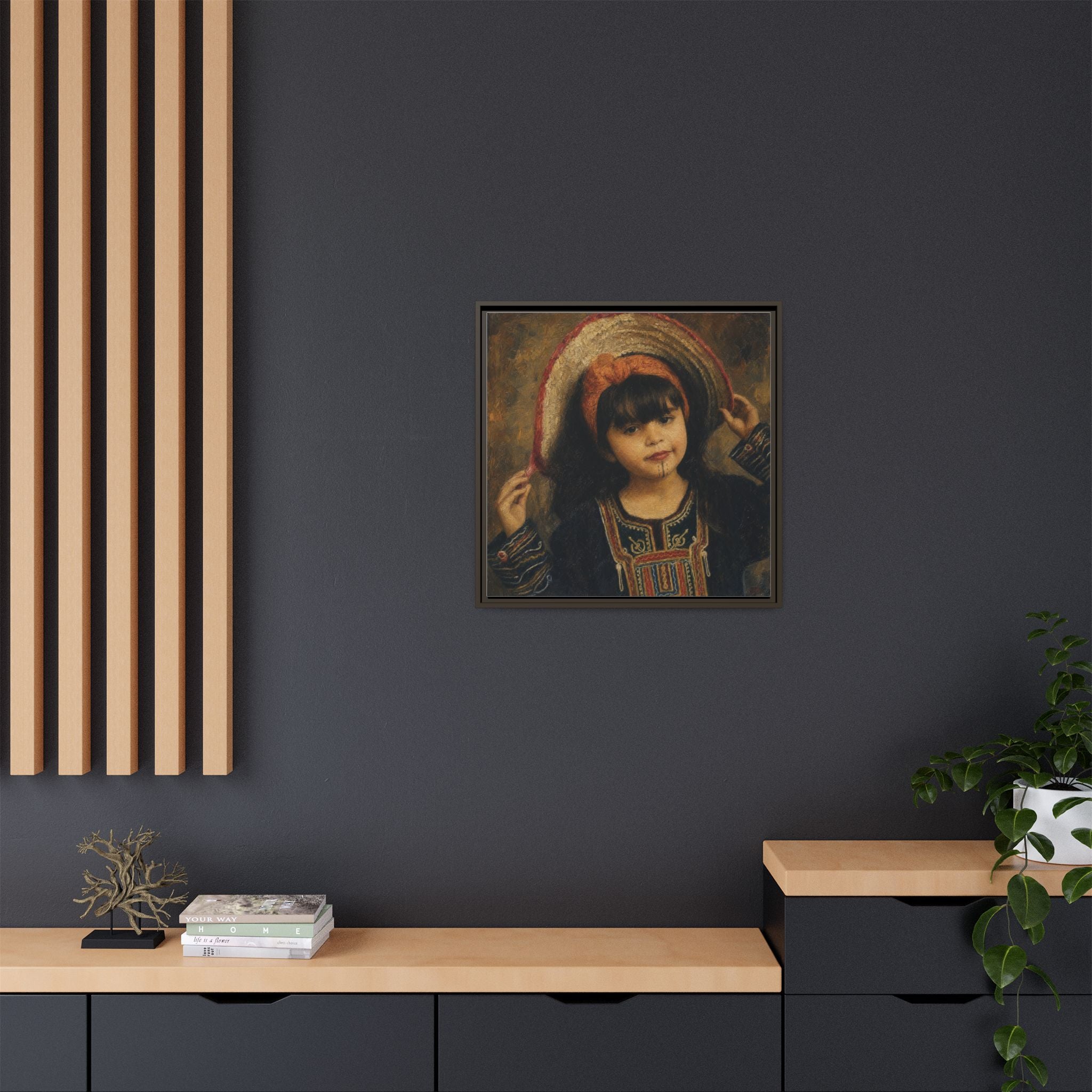 Framed Matte Canvas Wall Art — Vintage Portrait of a Girl