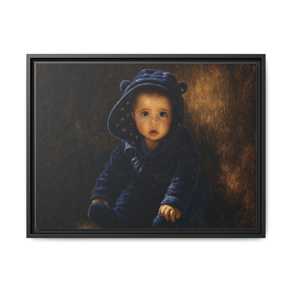 Framed Matte Canvas Print — Vintage Baby Portrait Wall Art
