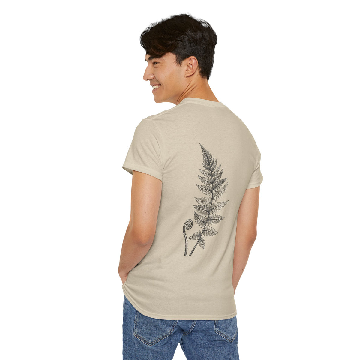 Fern Print T‑Shirt — Minimal Botanical Tee (Back Graphic)