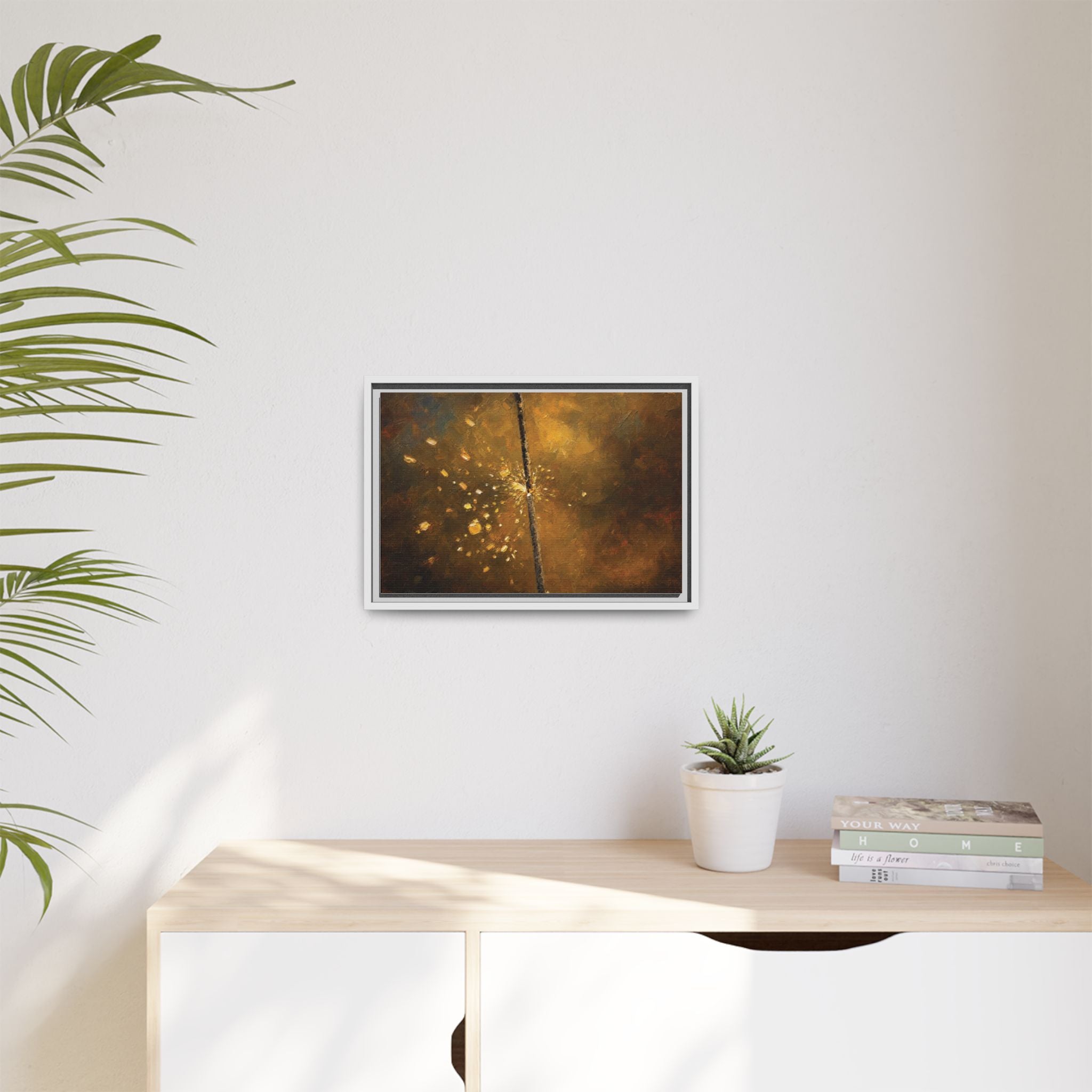 Abstract Gold Splatter Matte Canvas Framed Wall Art