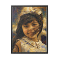 Framed Matte Canvas Portrait Print — Smiling Girl Oil-Paint Style