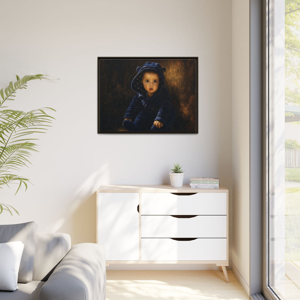 Framed Matte Canvas Print — Vintage Baby Portrait Wall Art