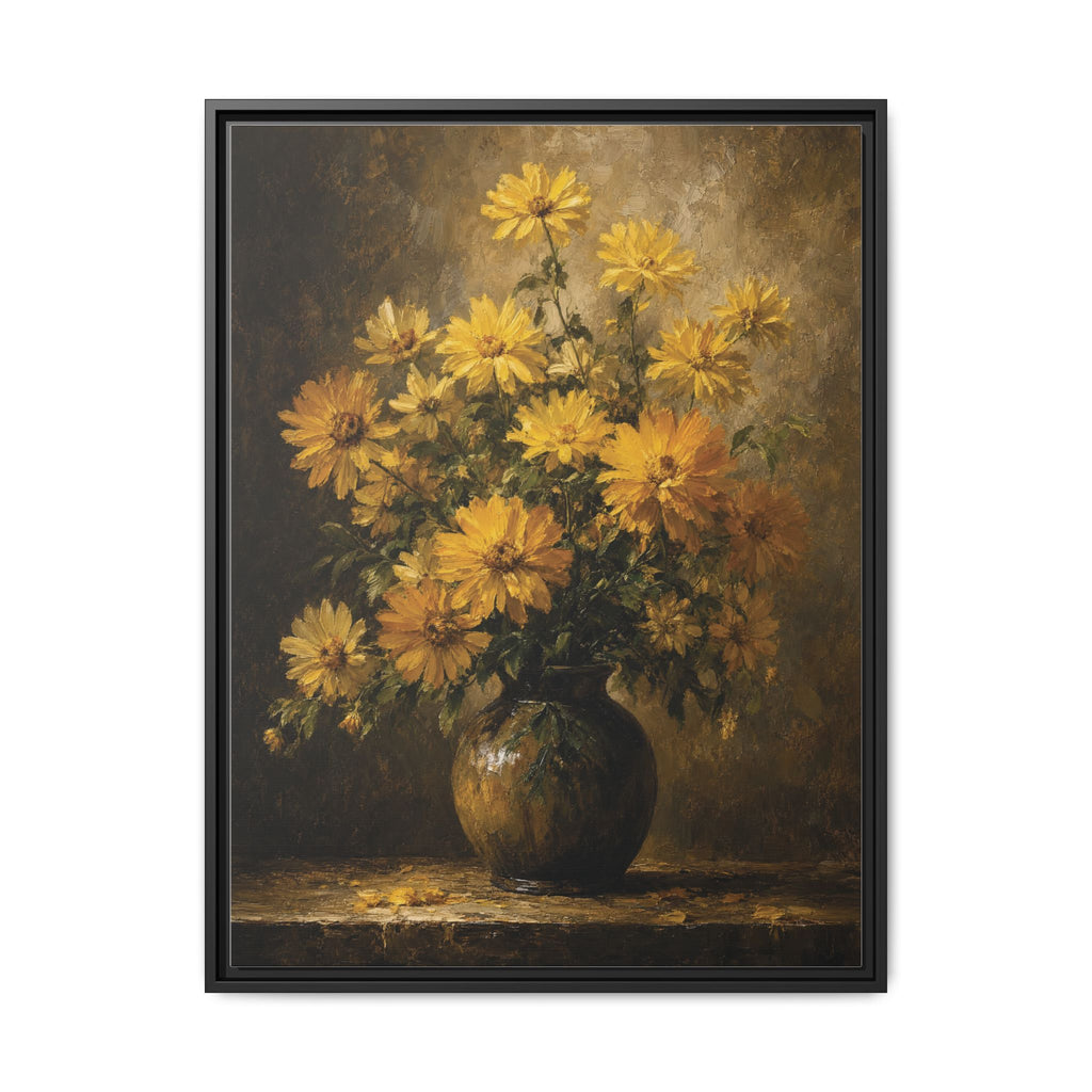 Framed Matte Canvas – Golden Daisy Still Life Wall Art