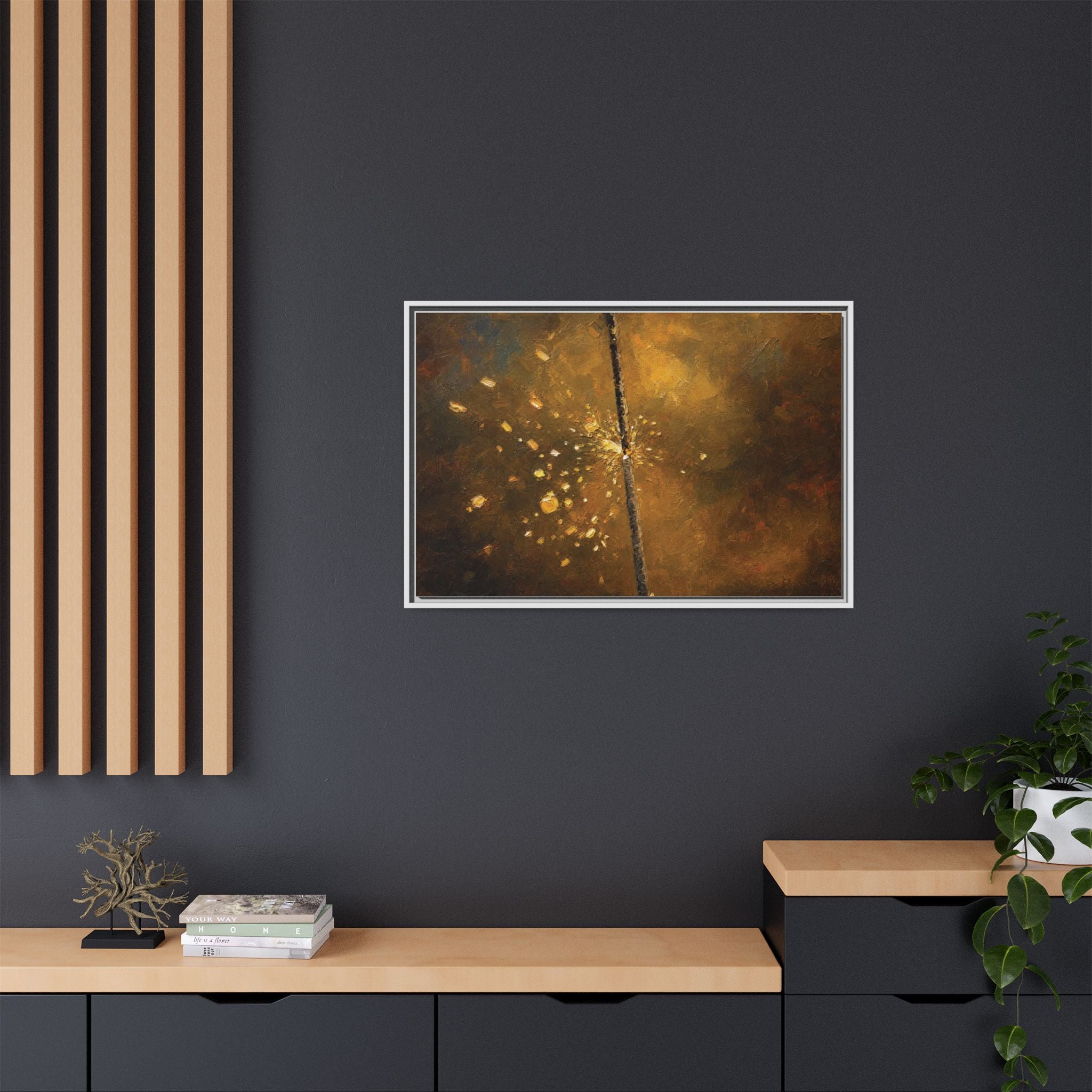 Abstract Gold Splatter Matte Canvas Framed Wall Art