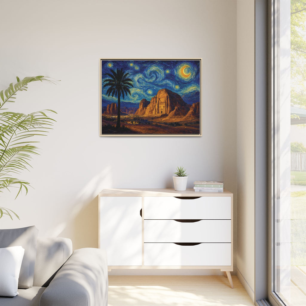 Starry Night Desert — Framed Matte Canvas Wall Art