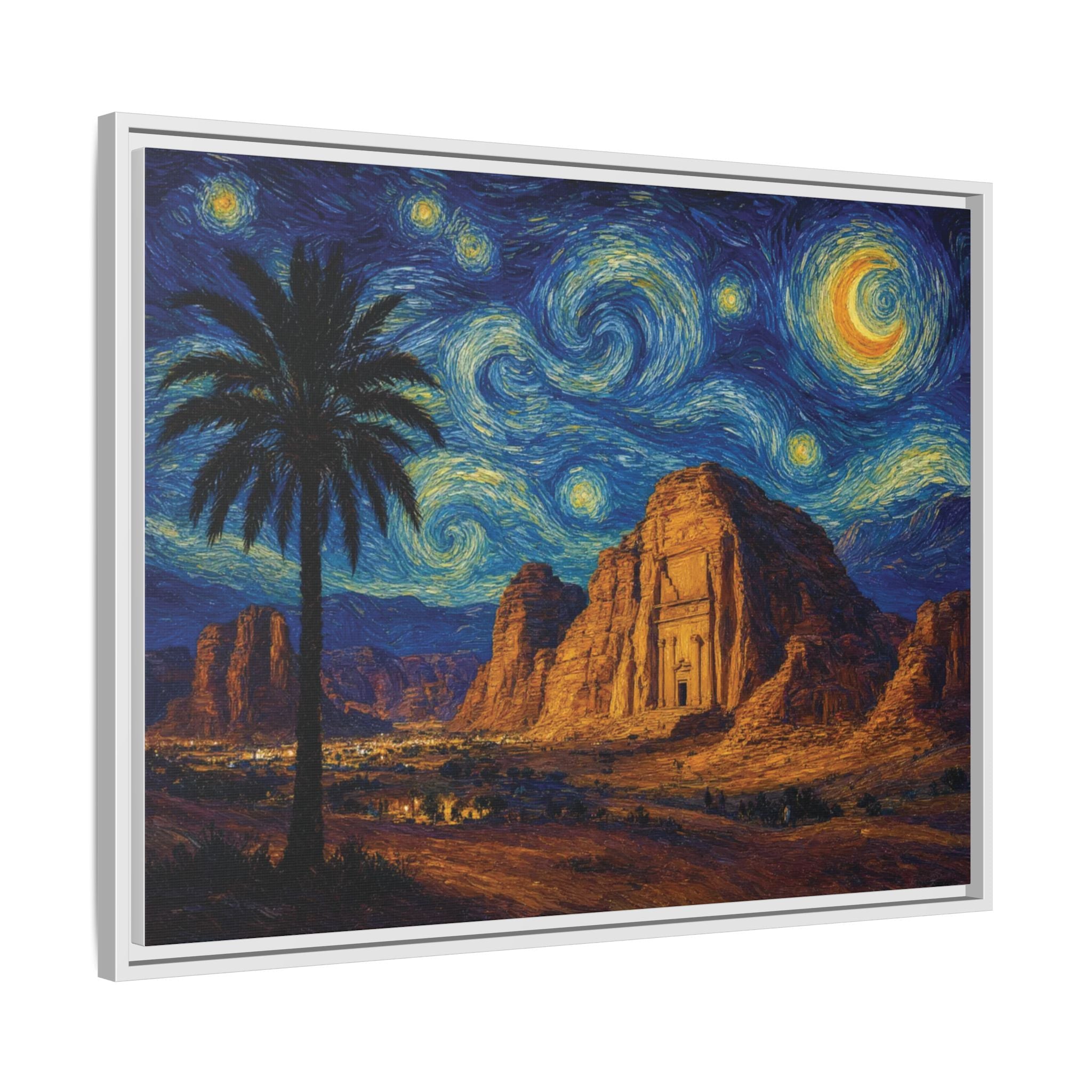 Starry Night Desert — Framed Matte Canvas Wall Art