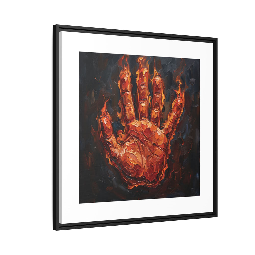 Framed Canvas Art – Fiery Handprint Painting